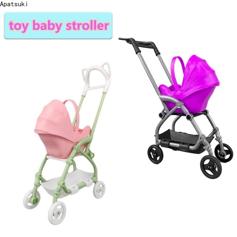 1/12 Miniature Dollhouse Accessories  Educational Toy DIY Assemble Playhouse Nursery Furniture Stroller Plastic Trolley