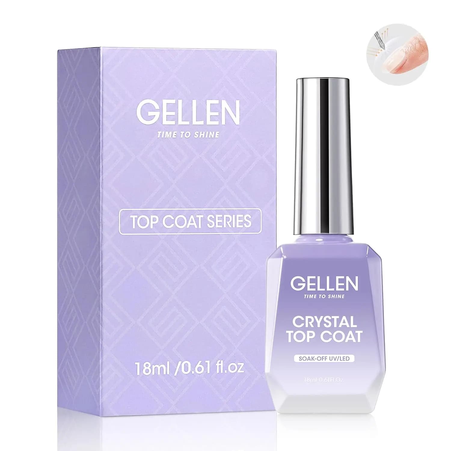 GELLEN Nail Gel Top Coat 18ML Large Bottle Ultra Gloss Superior Shiny Nails Polish Finish Long Lasting Glossy Manicure Art DIY