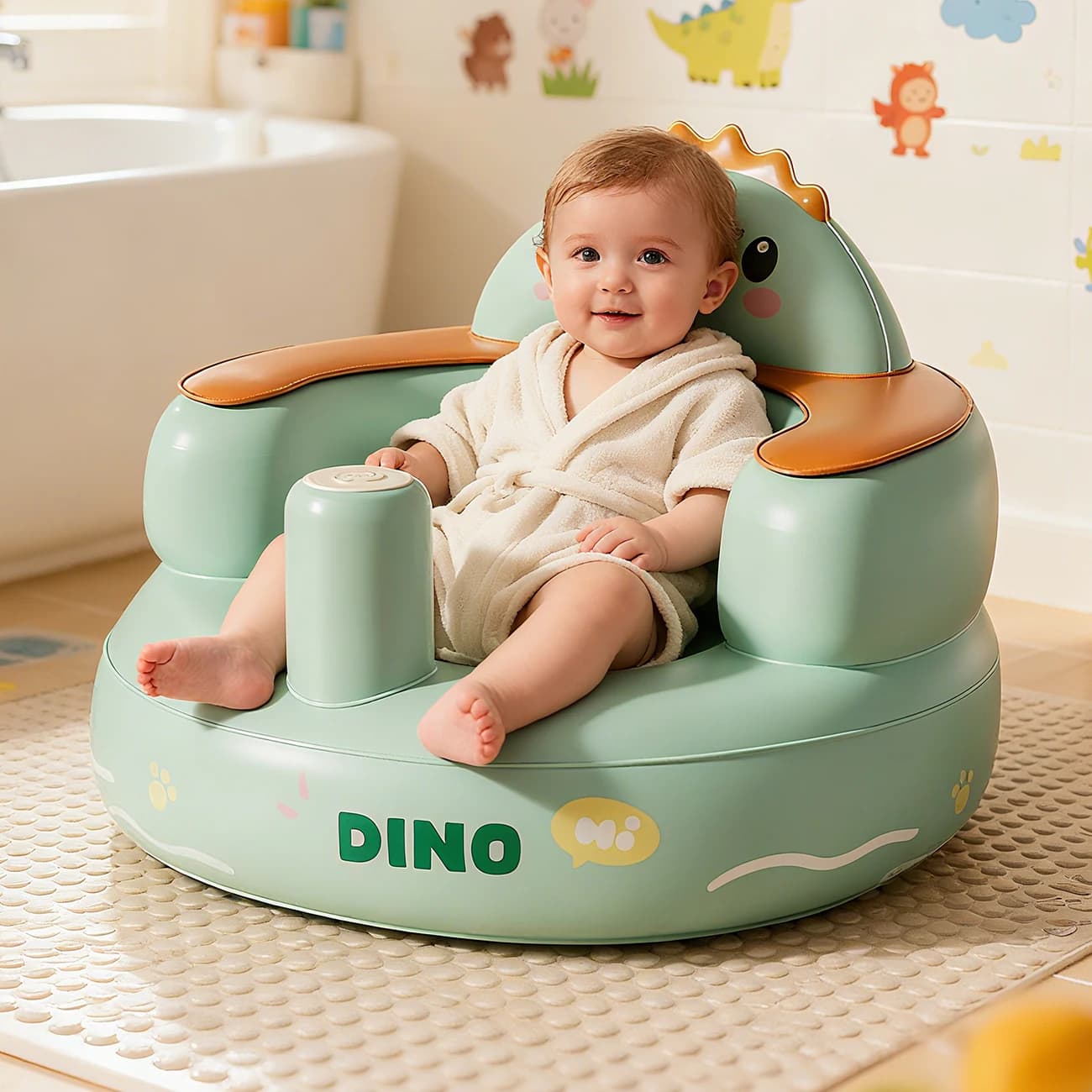 1PC Inflatable Baby Chair with Built in Air Pump, Sit me Up Floor Seat for Baby 3 Months