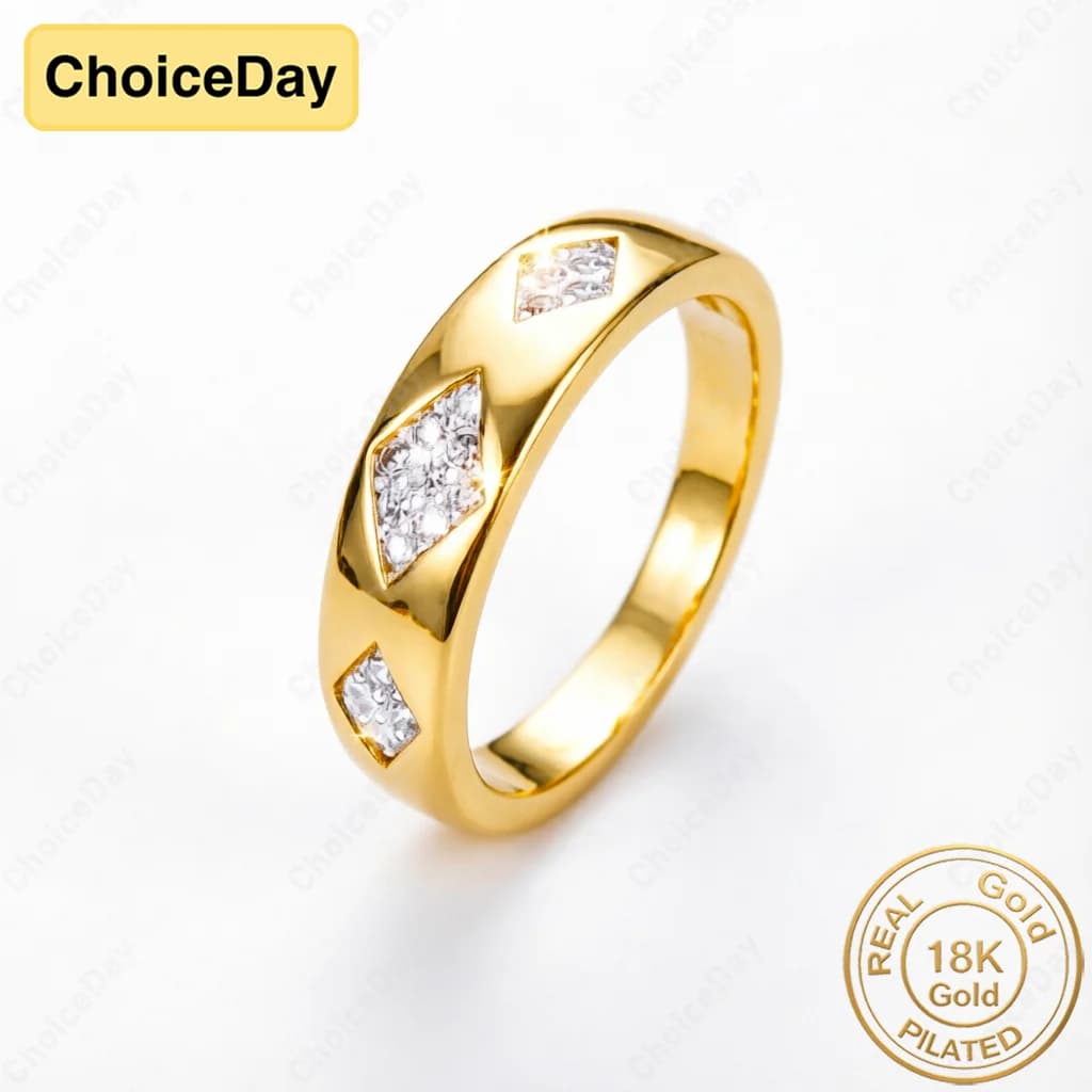 Elegant 18K Gold Plated Luxury Diamond-Set Diamond Ring for Women, Fashionable Wedding Party Gift Jewelry