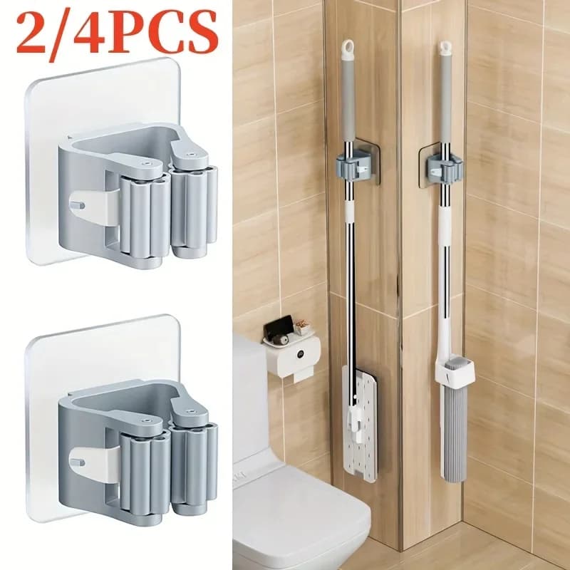 Home Storage Rack wall hanging shelf Bathroom  shower holder storage Traceless Hook Mop Organizer Waterproof Broom Hanger