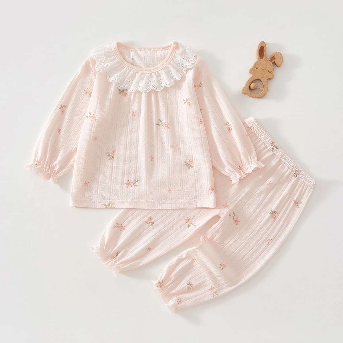 Baby Clothes Summer Outfit for Girls, Class A, 6-12 Months, Infant Air-Conditioning Clothing, Two-Piece Set, Summer Thin Style, Fiber 80