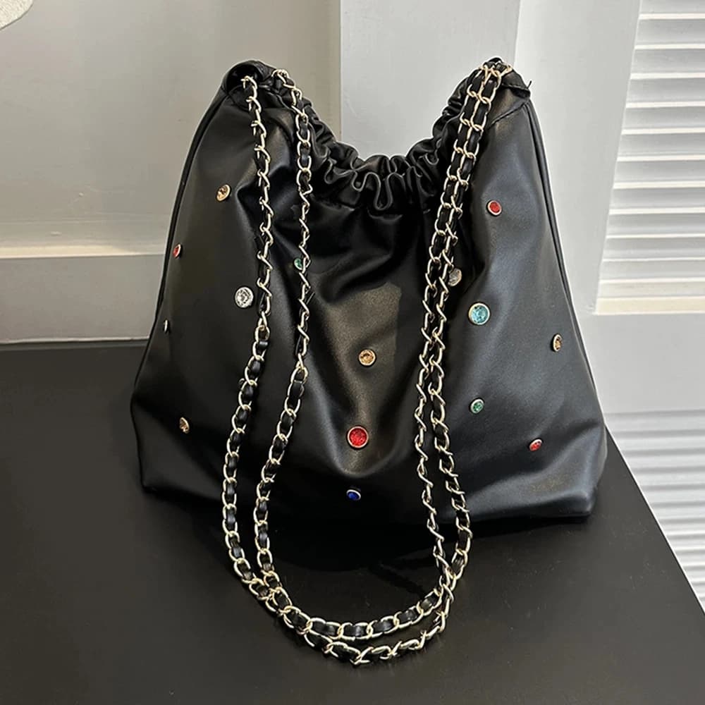 Women's Shoulder Bags PU Leather Casual Tote Bag Fashion Composite Handbag Large Capacity Chain Hobos Crossbody Bag Shopping Bag