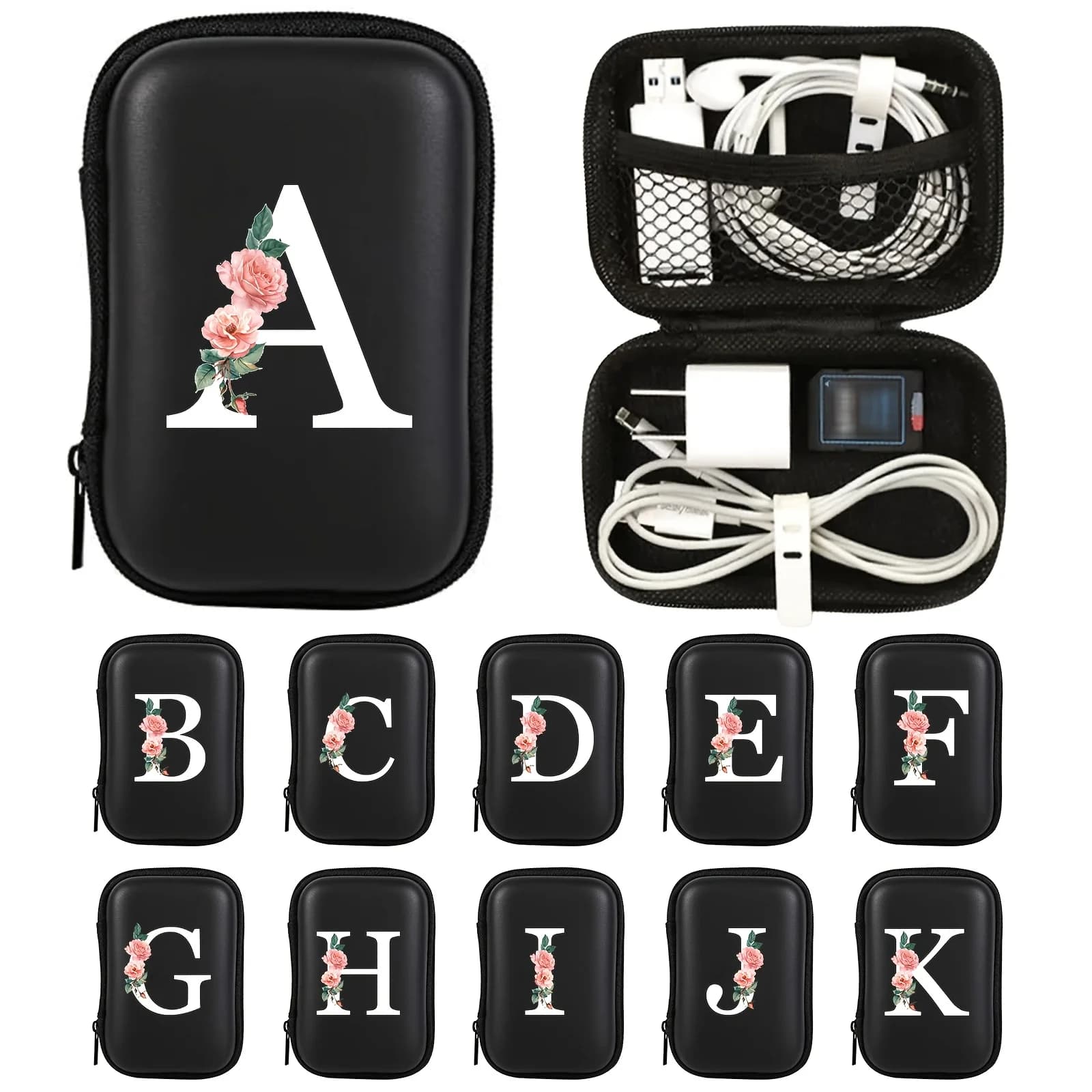 Electronics Organizer Bag for Data Cable Charger Storage Bag ，Earphone Case Headphone EVA Earbud Holder - Travel Cable Case
