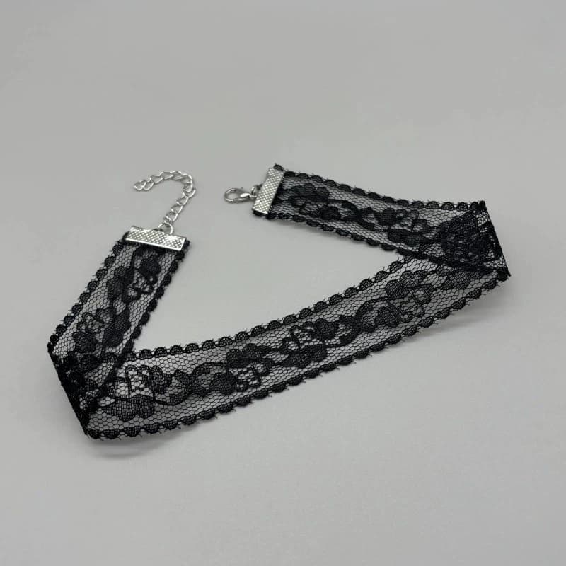 New Simple Lace Rose Flower Necklace Women's Choker Light Luxury Lace Collarbone Chain Black White Lace Jewelry Accessory