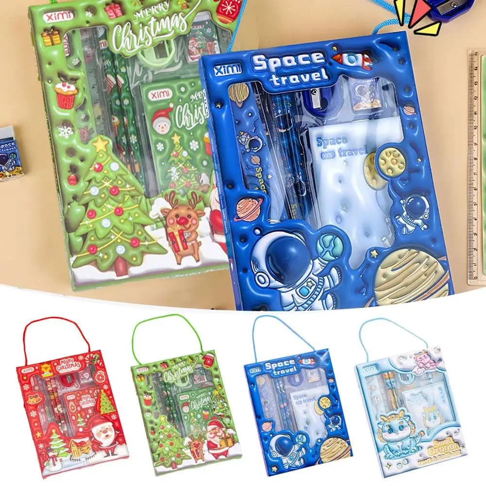 6 Pcs/set Children's  Cute Stationery Sets Cartoon Stationery Set Pencil Ruler Eraser Sharpener Student Stationery Supplies