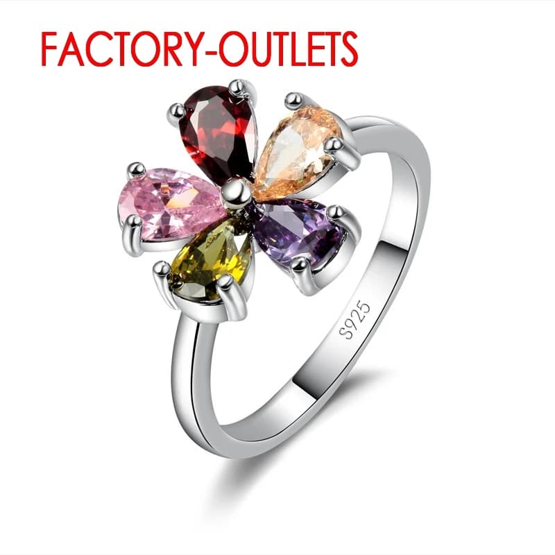 Engagement Ring Bridal Set 925 Sterling Silver Fashion Jewelry CZ Cubic Zirconia Plant Design Women Girls Lovers' Best Gift