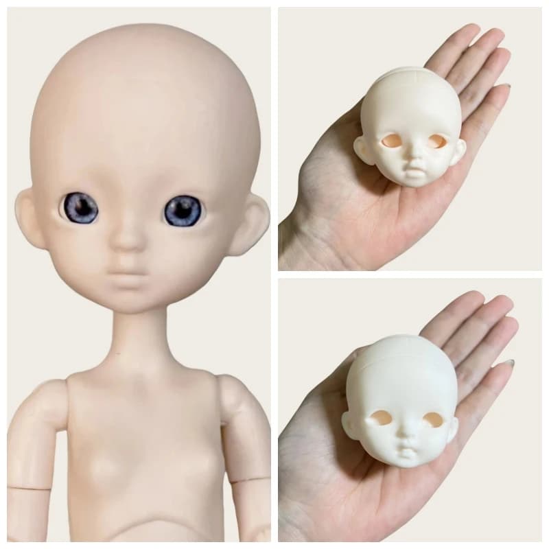 Handmade DIY 1/6 BJD Doll No Makeup Randomly Gifted with Eyeballs Girls Practice Makeup Dress Up Toys Birthday Gifts