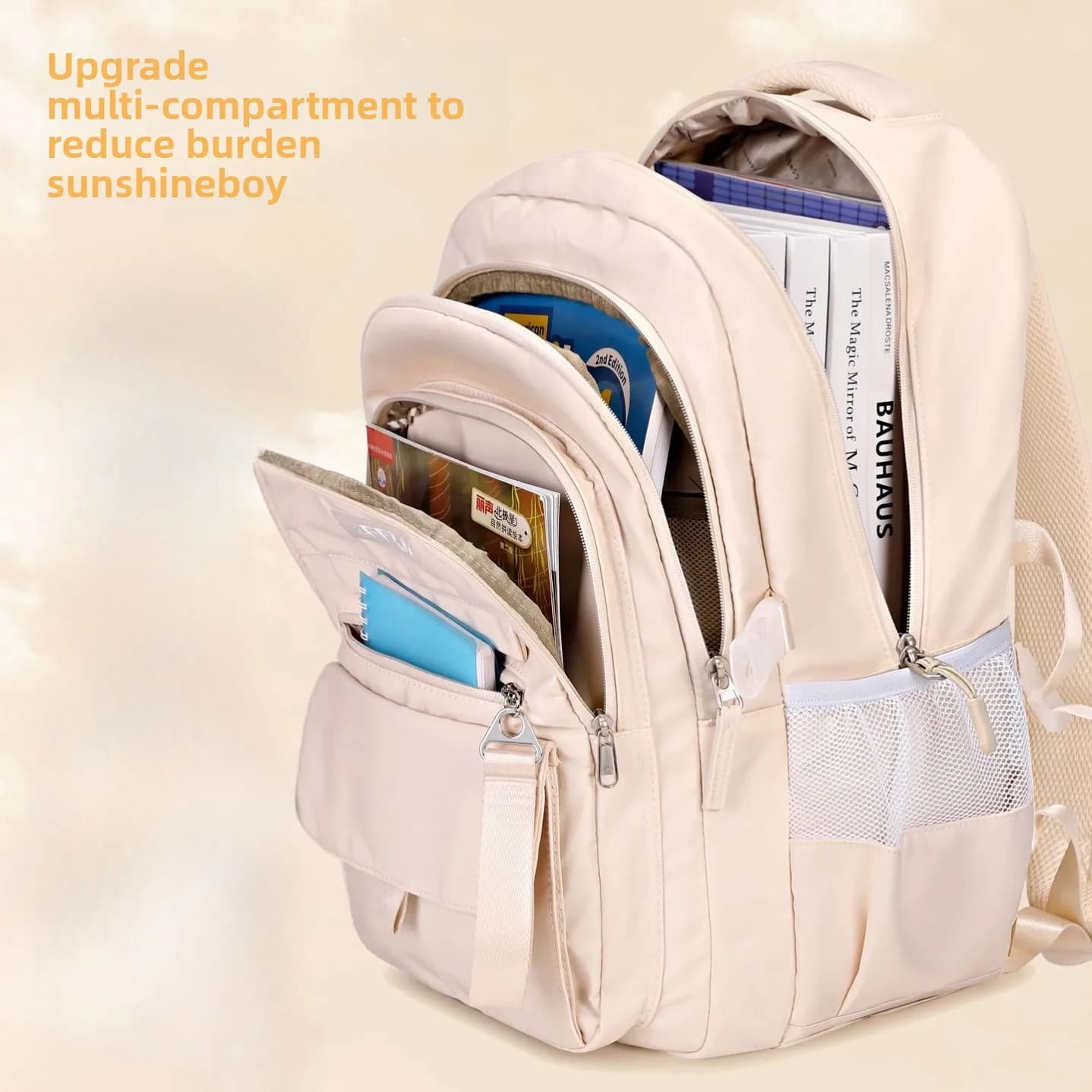 High Capacity School Backpack for Junior And High School Students Spine Protection Cute British Style Dual Shoulder Bag
