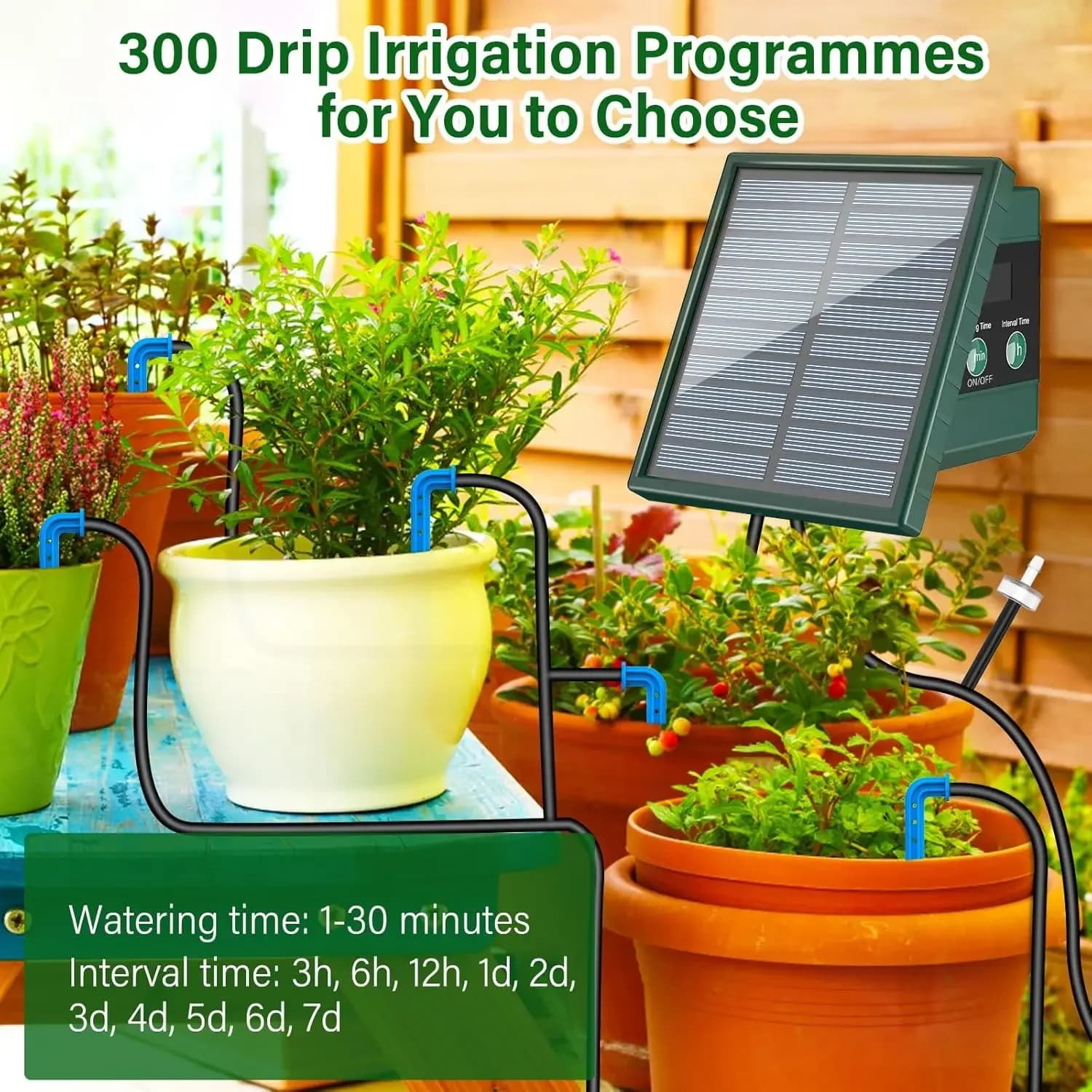 DIY solar drip irrigation kit, garden drip irrigation system, suitable for outdoor balcony garden automatic watering system