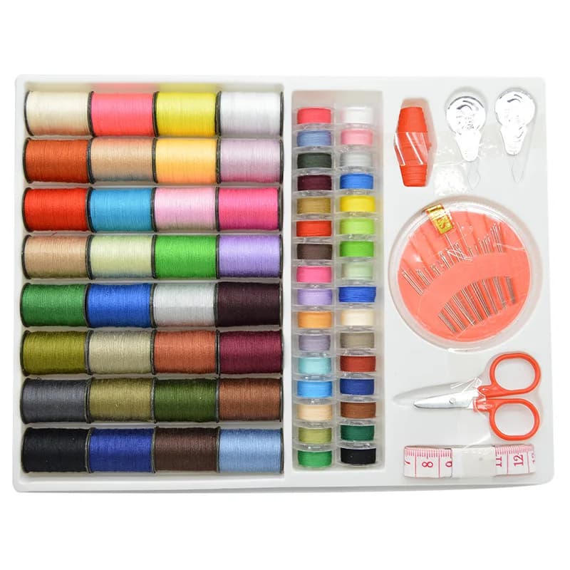64 Spools Craft Scissor Stitches Needles Tools Sewing Machine Accessories Multicolor Sewing Threads Sewing Tools Kit Sewing Box