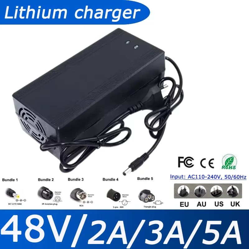 54.6V 2A 3A 5A Charger 13S 48V Battery Pack Charger 5A Fast Charging Constant Current and Constant Voltage Full Self-Stop