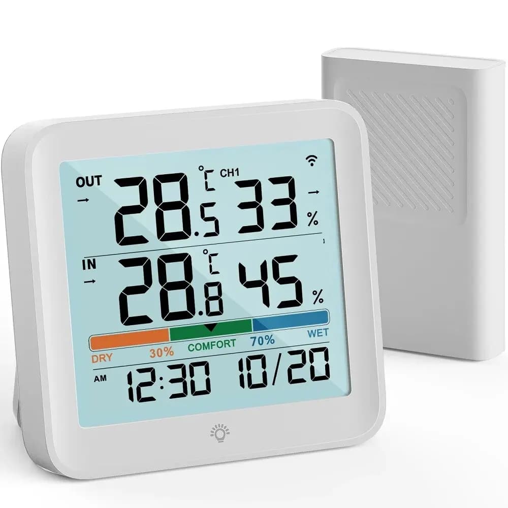 Digital Thermometer Hygrometer with Remote Indoor LCD Temperature Humidity Meter Room Sensor High Accuracy Home Thermometer