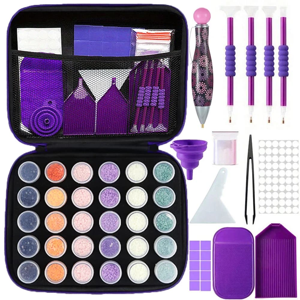 5D DIY 30 Bottles Diamond Painting Kit with Storage Box and Multi-Functional Diamond Painting Tools, Suitable for Diamond Art