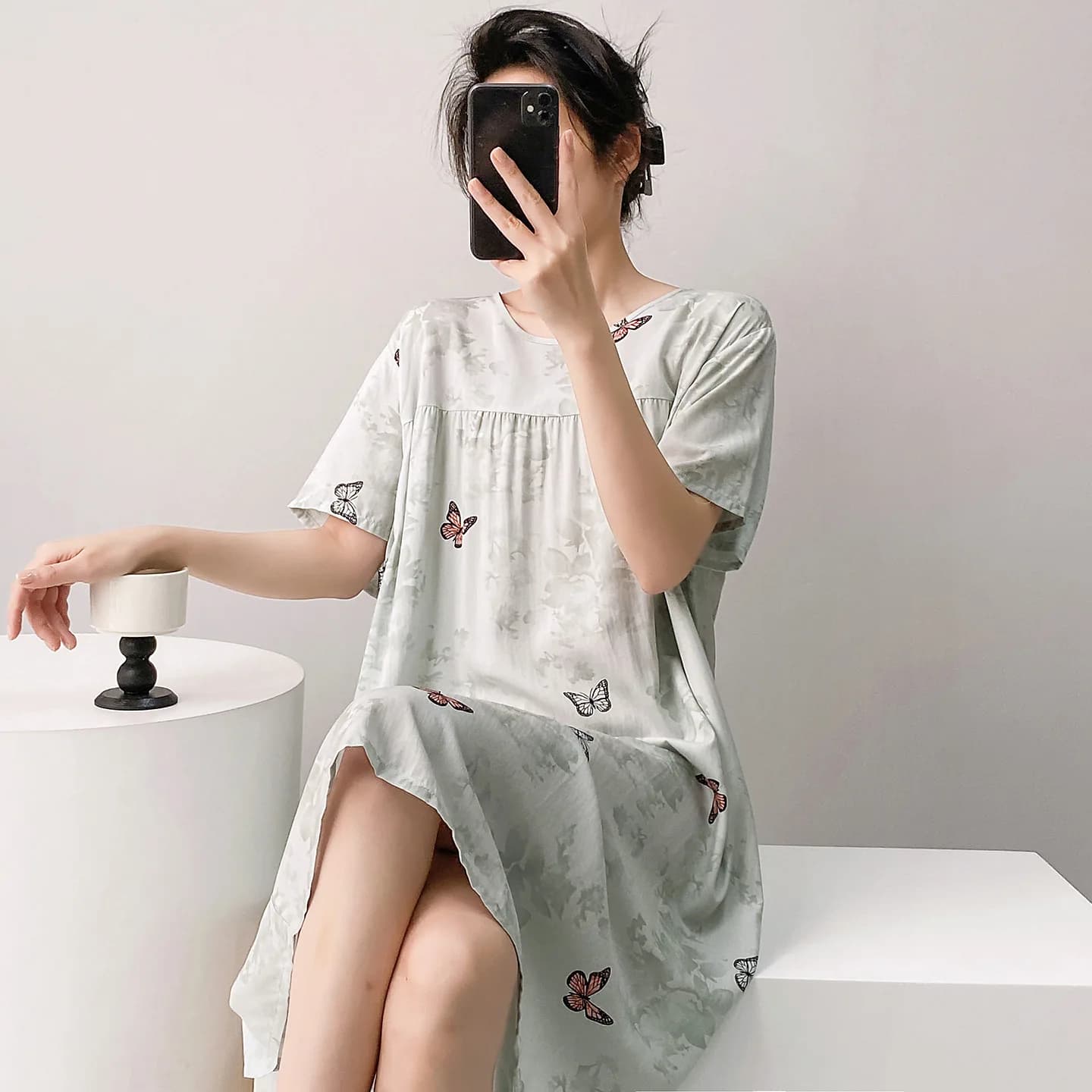 Newest Summer Nightgown Ladies Sleepwear Girls Gift Short Sleeve Round Neck Nightdress Women Homedress Sleep Shirts Loungewear