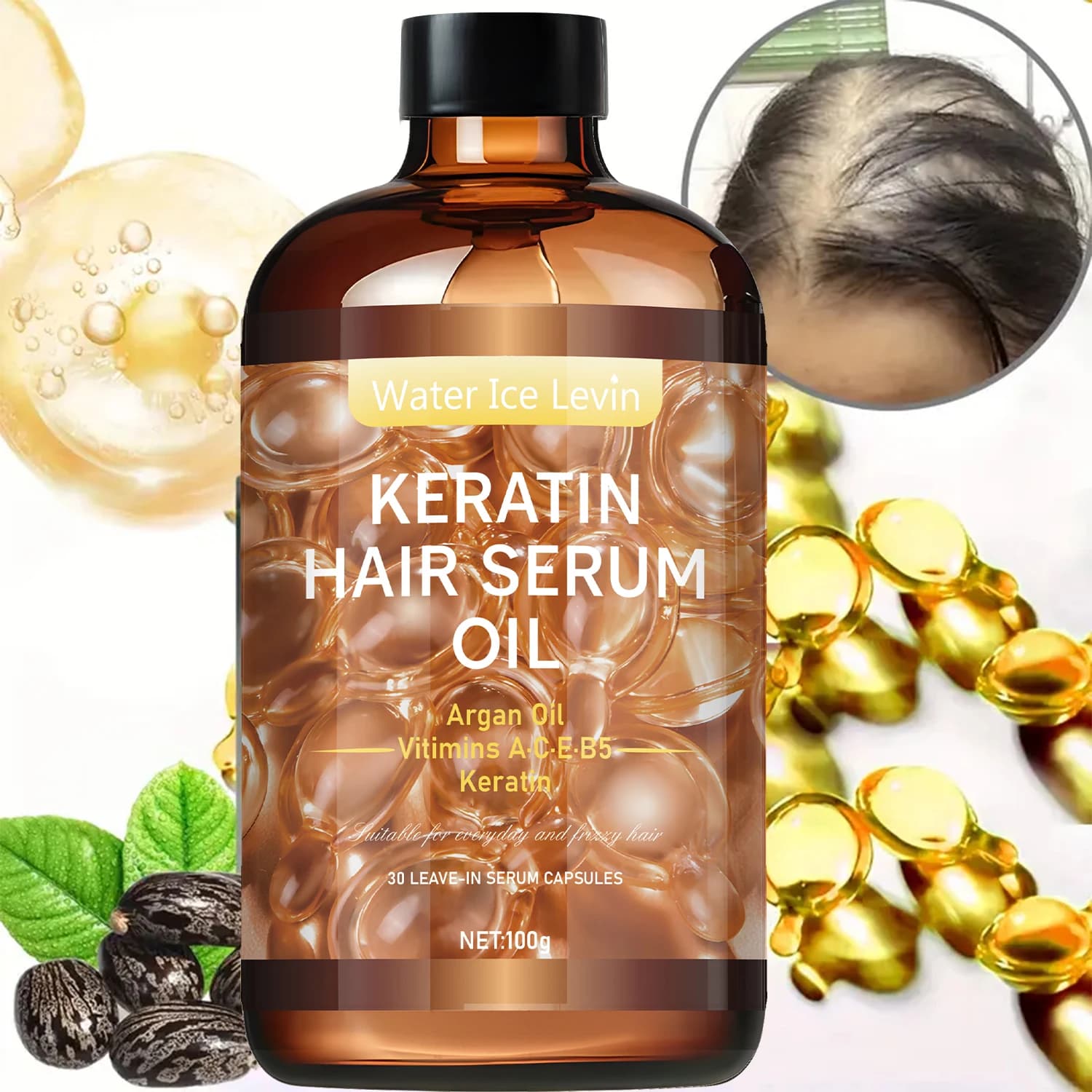 Hair Care Essential Oil, Repairs Hair Roots, Fills Cuticles and Pores, Deeply Nourishes and Locks in Moisture, Moisturizes Dry Hair