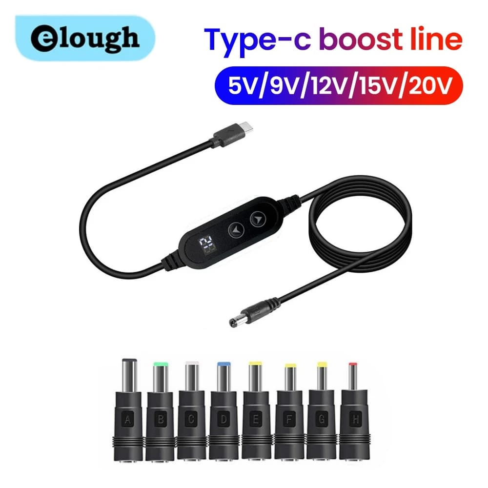 5V/9V/12V/15V/20V Booster Cable 8 Adapter Type C To DC Power Booster Line Wifi Router LED Smart Speaker Cable Jack Connector