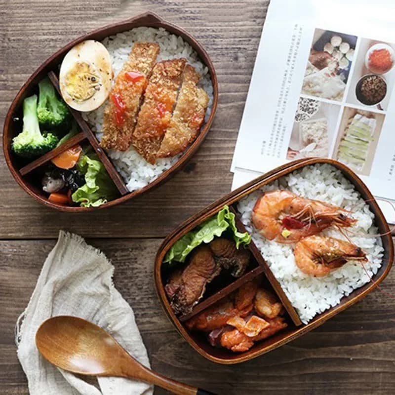 Japanese-Style Wooden Bento Box Single Layer Ash Bento Sushi Lunch Box Large Capacity Tableware for Picnics And Office Meals