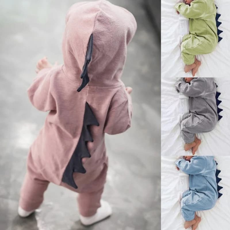 Newborn Baby Clothing New Fashion leisure Clothes Boy Girl Dinosaur Hooded Romper Jumpsuit Outfits Autumn Winter Kids Clothes