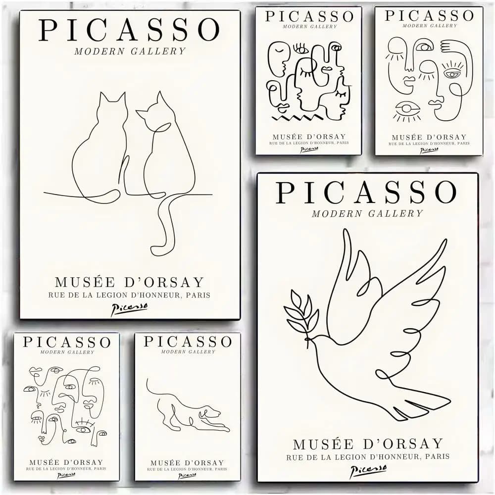 Classic P-PicassoS Art Painting Calligraphy Canvas Poster Wall Art interior Hallway Home Decoration Holiday Gifts