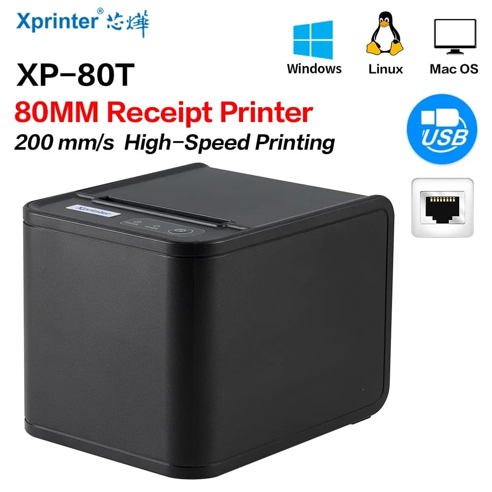 Xprinter 80MM Thermal Receipt Printer With Auto Cutter USB/USB+Lan Port Printer POS Printer Kitchen Printer XP-80T