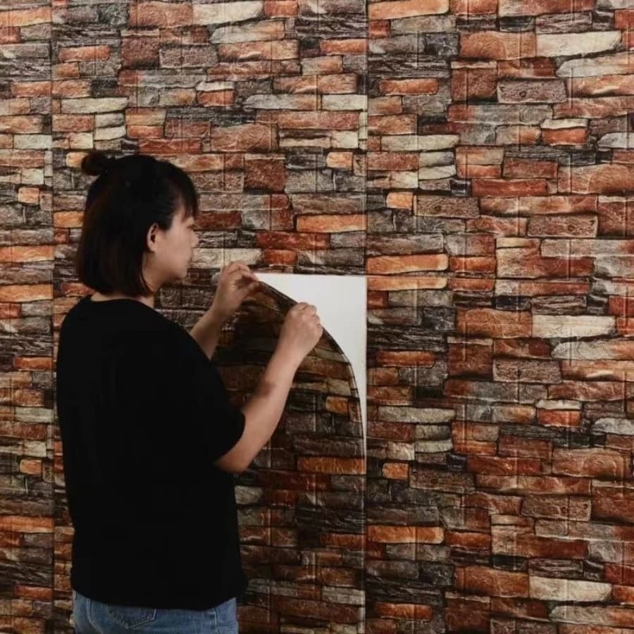 Self-adhesive Wall Stickers Coffee Houses Retro Brick Wall Decorations Waterproof Restaurant Renovation Wallpapers Foam Texture