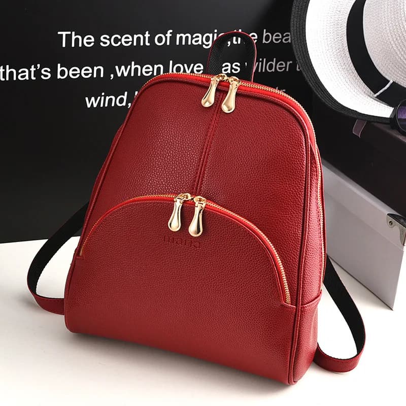 Fashionable Women's Backpack  New Style Student Simple Lightweight Wear Resistant Floral Embossed High Quality PU Leather