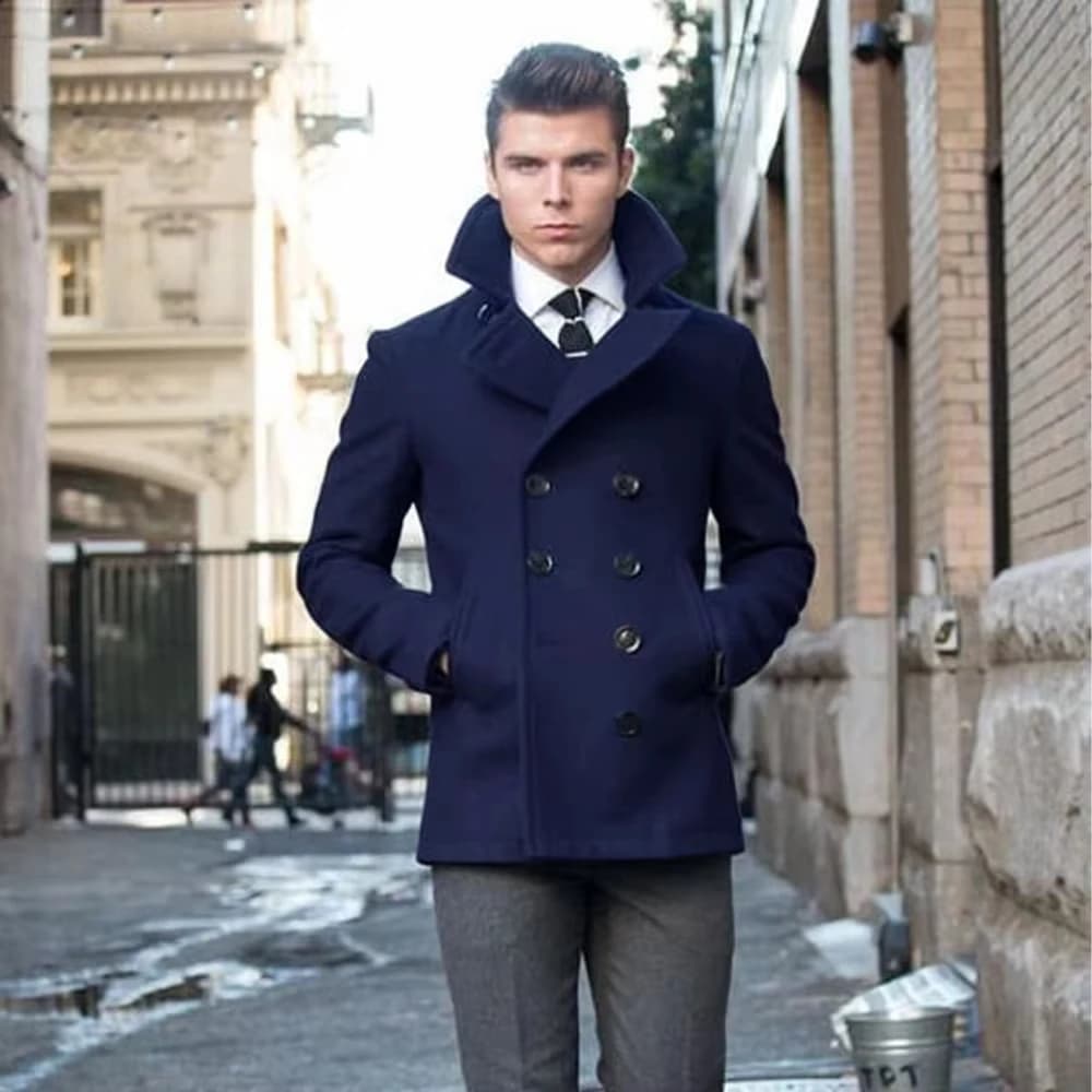 Coat Men's Suit Jacket Woolen Double Breasted Elegant Suits for Men Blazers Luxury Designer Casual Elegant Man Clothes Male