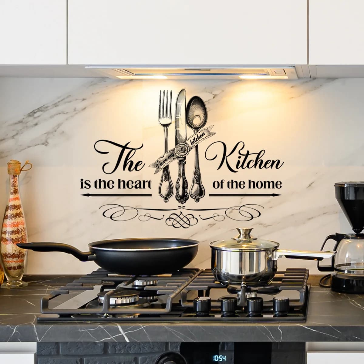 Kitchen Tools Knife and Fork Pattern  Wall Sticker for Lovely Home Kitchen Dining Room Background Wall Decoration Self-Adhesive