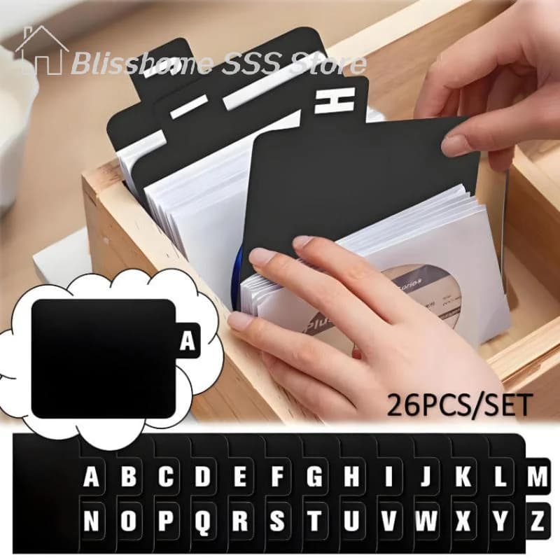 【S】26Pcs/set CD/DVD/Vinyl Record Organizer Dividers A-Z Alphabet File Storage Separator For Music Albums Office Home