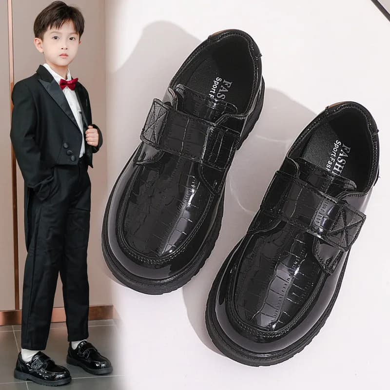 Boys Leather Shoes Spring Autumn Fashion Kids Soft Sole Shoes School Student Performance Flats Big Children's Shoes Black Formal