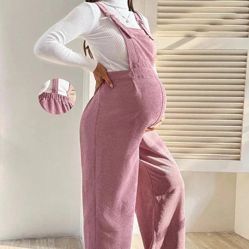 Maternity Corduroy Overalls Pregnancy Clothing for Pregnant Women Pants Autumn Winter Fashion Elastic Loose Corduroy Overalls