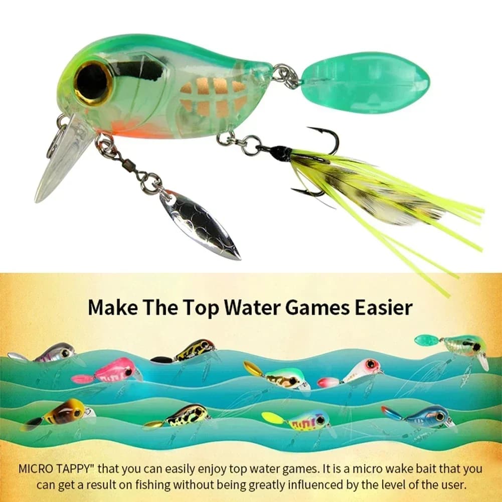 Topwater Crankbaits 8g Fishing Lures with Spinner Wobblers Rotating Glitter Artificial Hard Baits Freshwater Bass Lures Tackle