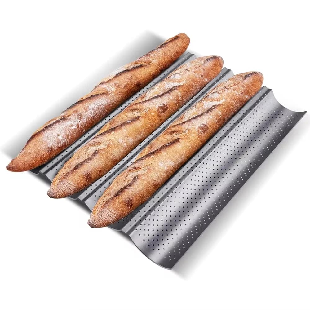 Baguette Pan French Bread Baking Mould Bakeware Groove Waves Mold 2/3/4 Loaves Loaf Bake Mold Baguette Tray Baking Tool