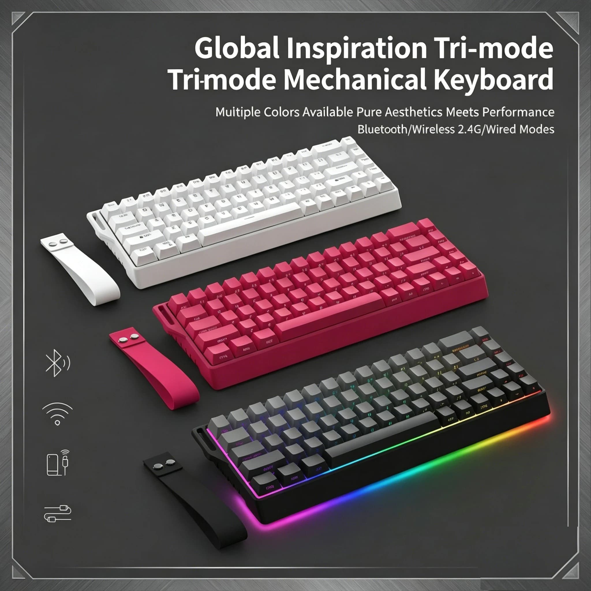 Wireless Mechanical Gaming Keyboard 60%,Hall Effect Magnetic Switch,RGB Backlit,Tri-Mode Hot Swappable Win/mac/iOS/And/Harmony