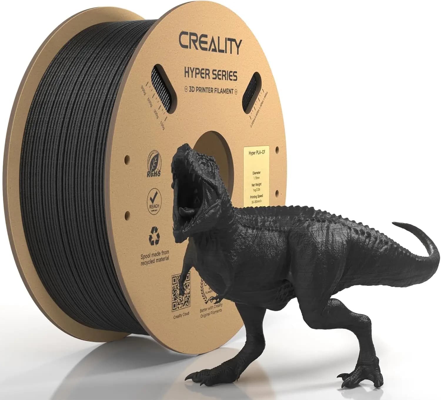 Creality Hyper PLA-CF (PLA Carbon Fiber) Matte 3D Printer Filament, 1.75mm, 1.0kg, Print Speed ​​300mm/s 3D Printing Materials