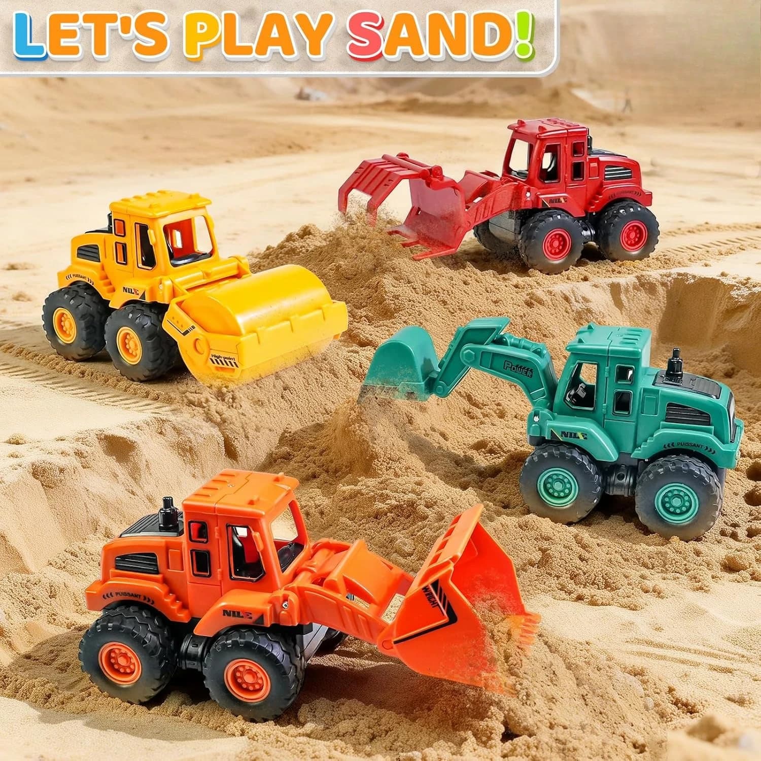 Construction Toys for Boys Kids Friction Powered Construction Truck Toys Car Vehicles Beach Sand Toys Excavator Gift for Girls