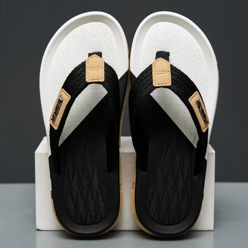 Minimalist Casual Men's Flip Flops, Color-Block Contrast Design, Non-Slip Wear-Resistant Outsole, Comfortable Breathable Outdoor