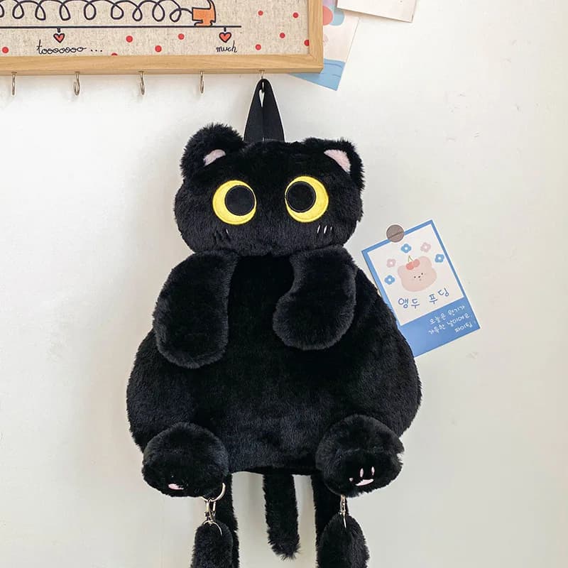 Kids Kawaii Plush Cute Soft Big Eyes Cat Toy Backpack Large-capacity Stuffed Animals Bags Boys Girls Toy School Shoulder Bags
