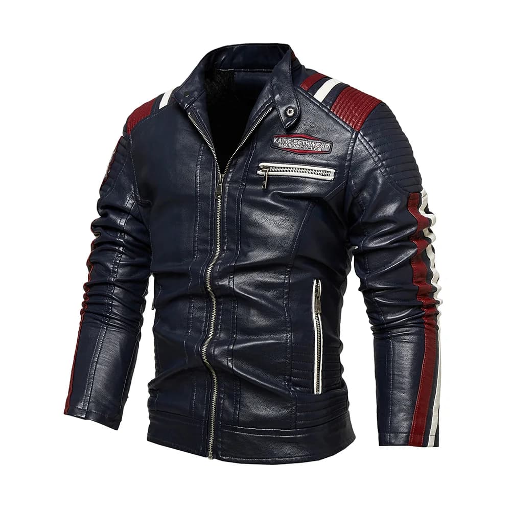 Men's Faux Leather Jacket Motorcycle Jacket Waterproof Windproof PU Moto Vintage Bomber Winter Jacket Men