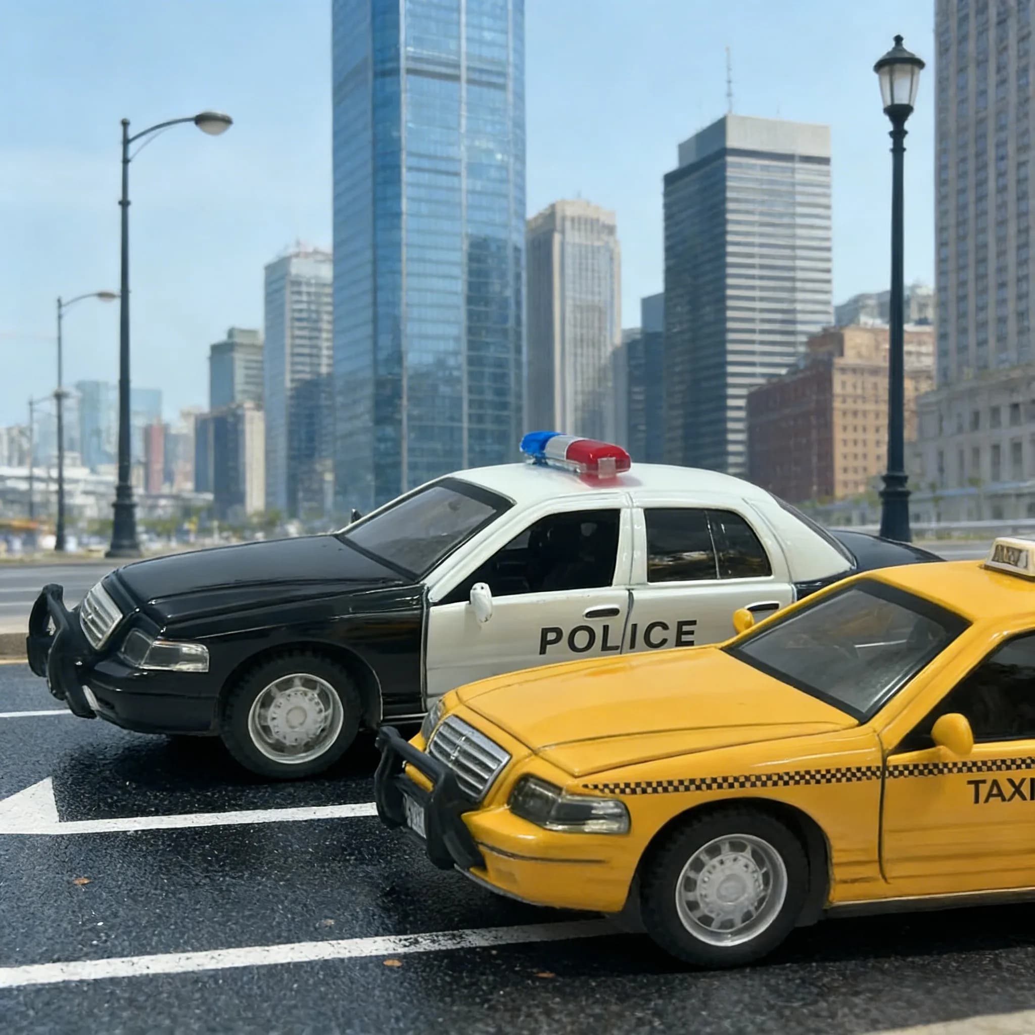 Toy Alloy Model Car - Police Car And Taxi - Collectible Vehicle Models for Kids And Collectors