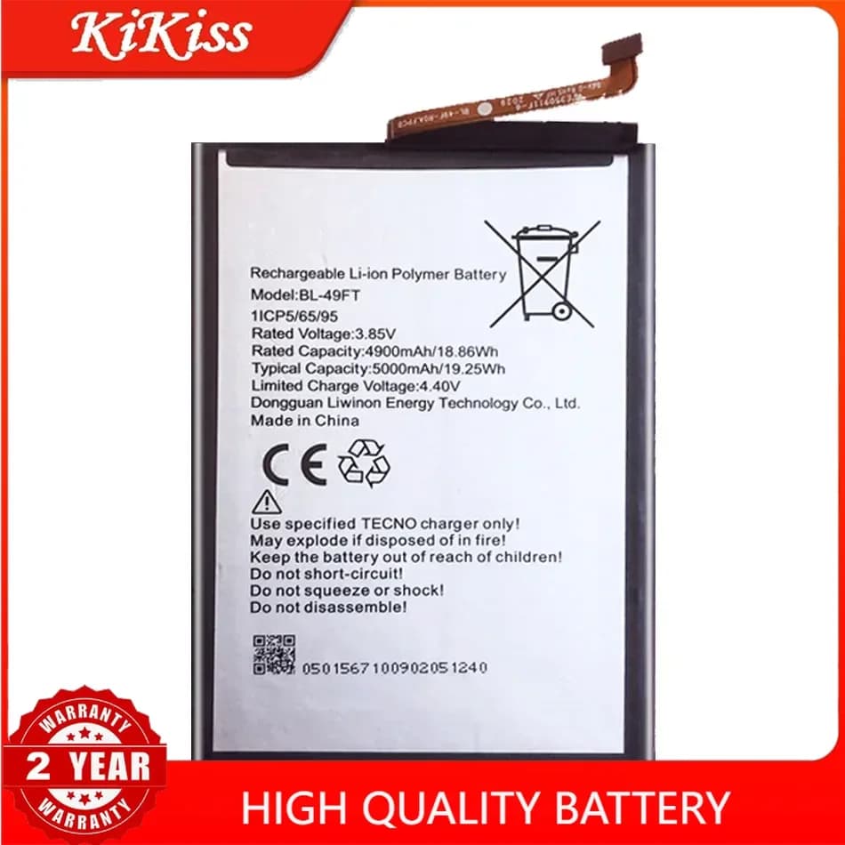 Mobile Phone Battery BL-49FT 5000mAh for TECNO POP 4 POP4 Camon 15 CD6(CD6j) BL49FT BL 49FT 49 FT Cellphone Batteries Bateria