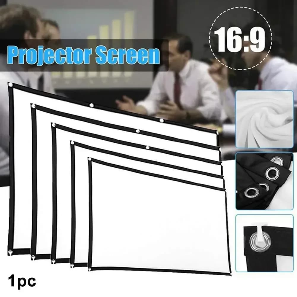 Projectors Screen Fabric Projector Cloth Anti-light 60 72 84 100 120 150inch  Home Outdoor Office Simple Curtain Accessories