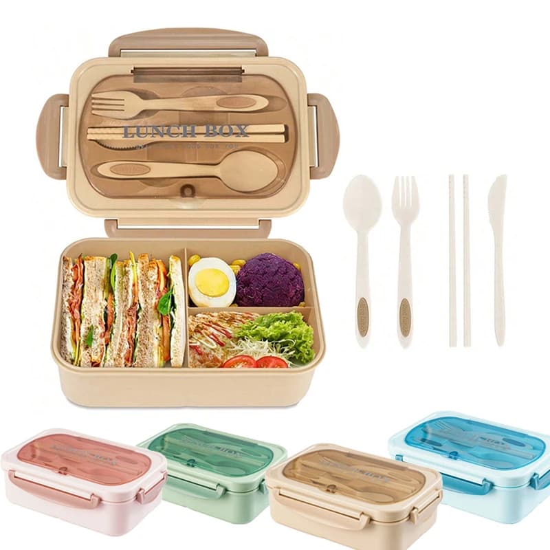 Set Bento Box for Adults, a Food Container for Lunch, Equipped with Tableware, Can Be Placed in a Microwave and Dishwasher