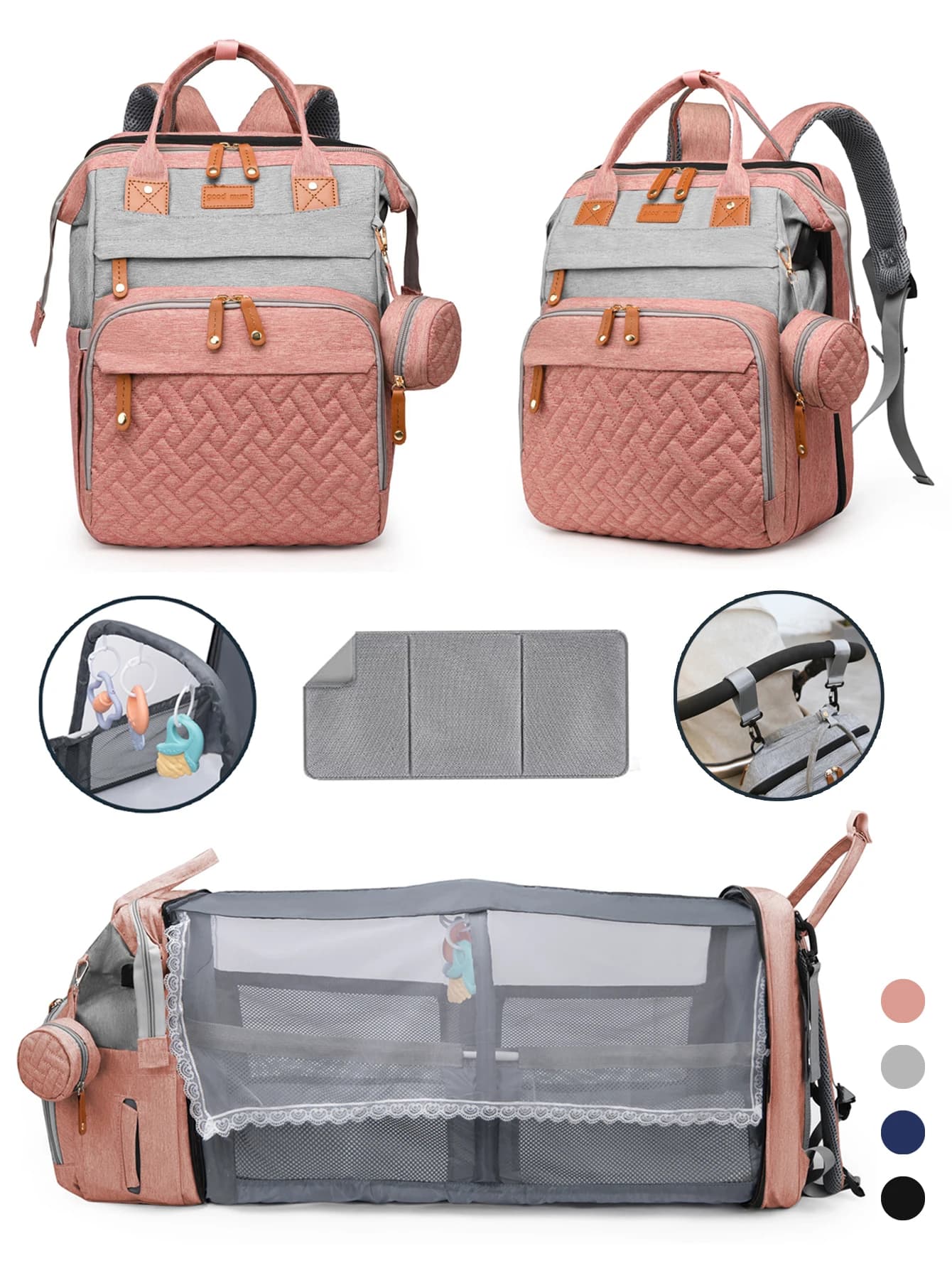 Baby Diaper Bag Backpack, Baby Bags for Boys Girls, Diaper Backpack Bag with a Changing Station, Large Travel Back Pack