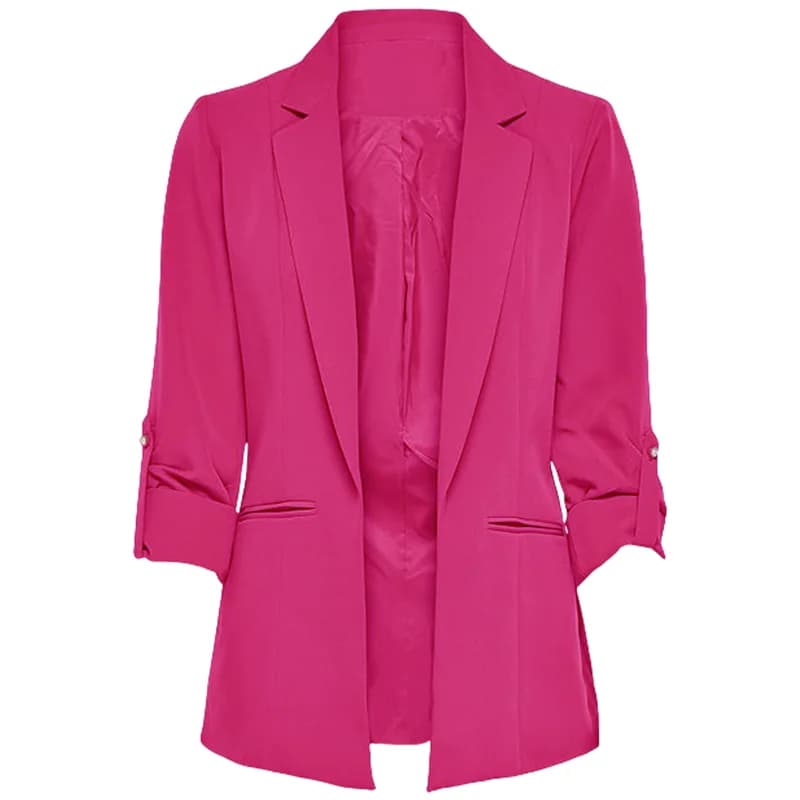 Women's Jacket Spring Summer New Arrivals Roll-up Cuffs Outerwears Lined Open Stitch Thin Jackets for Streetwear Womans Clothing