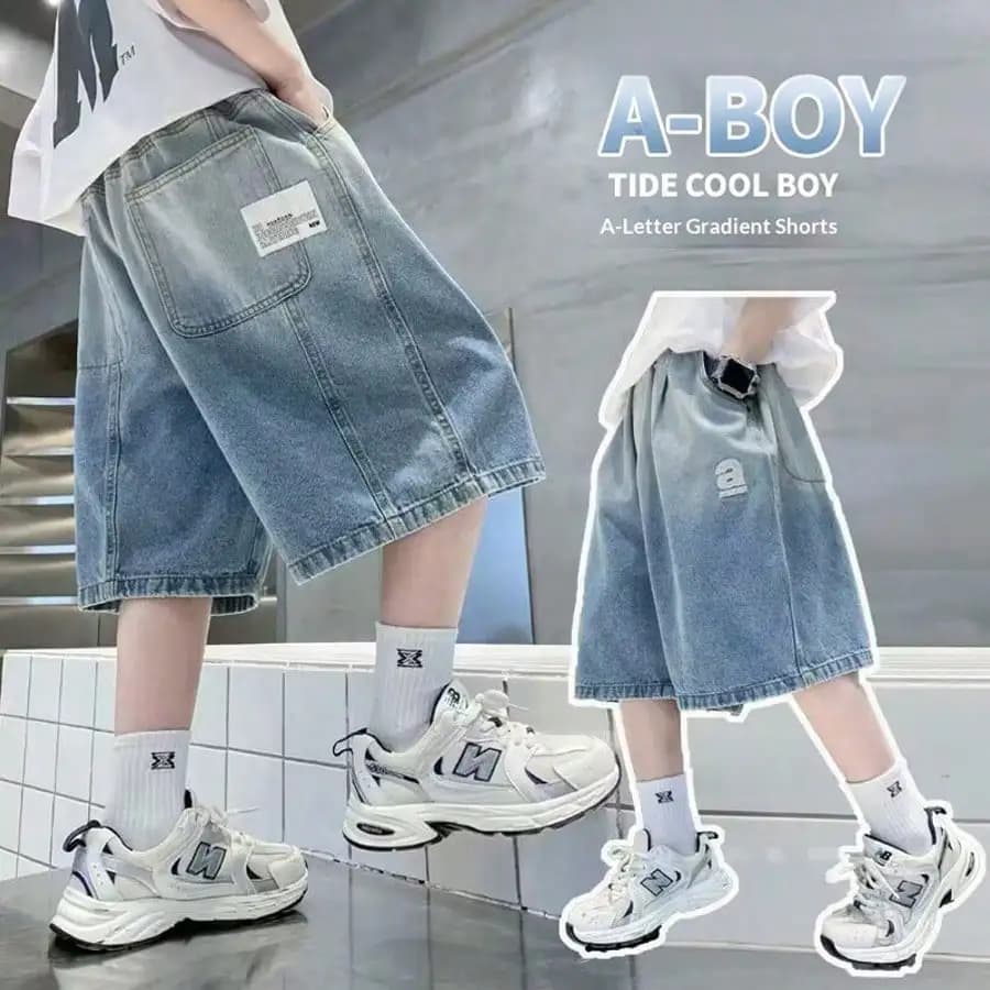 Boy Star  Jeans 2025 Summer New Product Fashion Boys Denim Mid-Pants Children's Casual Cropped Pants 5-15 Years Old