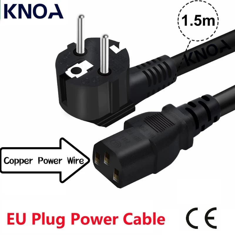 1.5m EU Plug Power Cable IEC C13 AC Power Supply Cable Extension Cord Copper Power Wire For PC Computer Monitor Samsung TV Speak