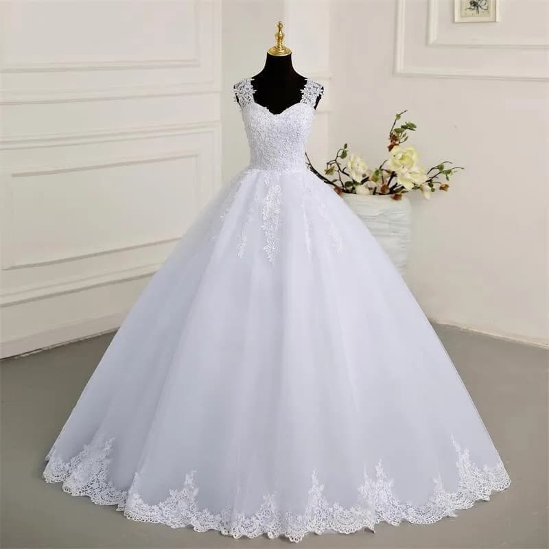 Sleeveless Wedding Dresses Classic Sweetheart Vestido De Noiva Luxury Lace Bridal Ball Gown Formal Robe De Mariee Customized