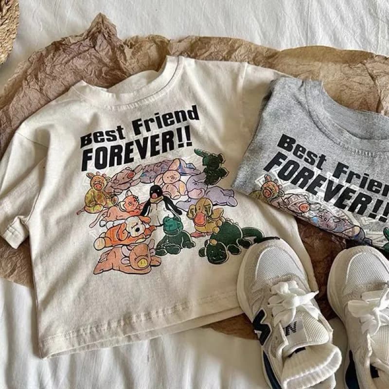 Boys Summer T-Shirts Cartoon Print Tops For Kids Short-Sleeve Tees Children Girls Oversized Loose Outfits Baby Casual Clothing